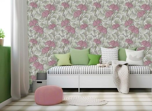 Обои в интерьере артикул 6217-7, Гинкго, МОФ Обои в интерьере артикул 6217-7, Гинкго, МОФ